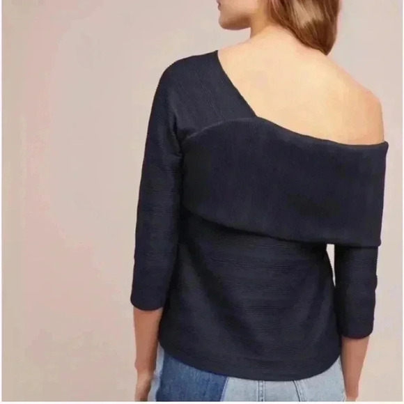 Anthropologie Blue Tassel Schuler One Shoulder Top - Picture 4 of 8